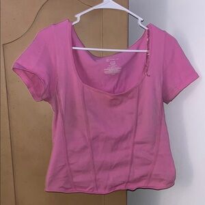 No Boundaries Pink Crop Bustier Blouse
